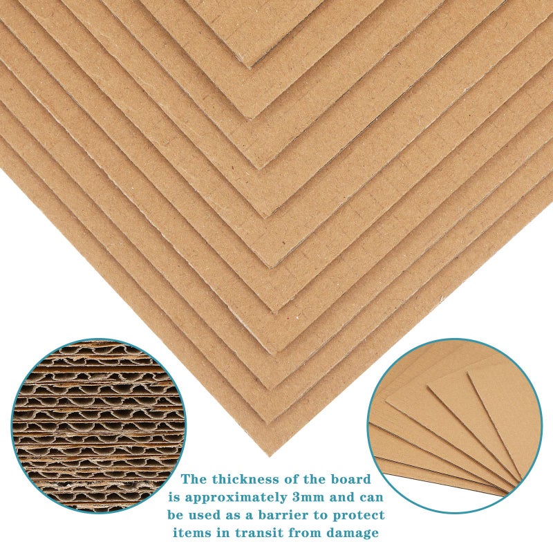 زنون عبوة من 50 قطعة من ألواح الكرتون المموج، وألواح الكرتون المسطحة، وحشوات الكرتون، وفواصل مربعة من الكرتون المسطح لمشاريع الفنون ومستلزمات الحرف اليدوية (بني، 11 × 8.7 بوصة) - Image 3